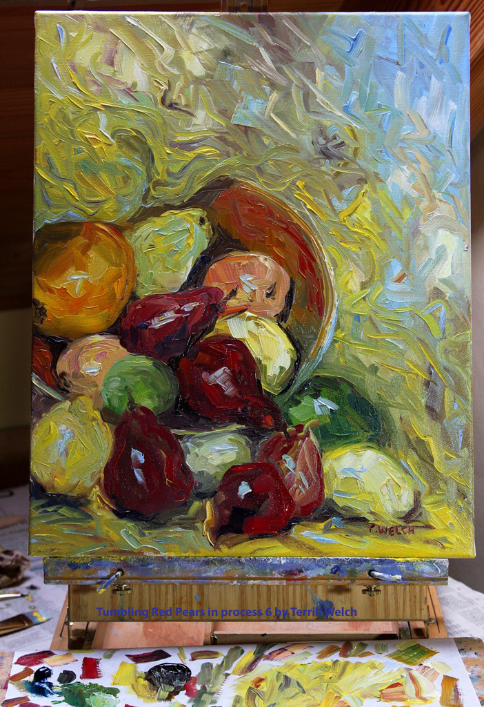 Tumbling Red Pears in process 6 by Terrill Welch 2014_02_26 062