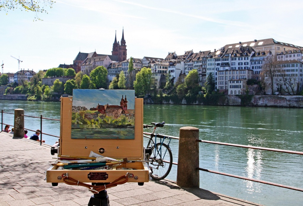 plein air painting by the Rhine river Basel Switzerland by Terrill Welch 2014_04_08 102