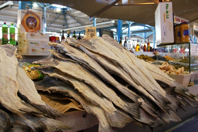 salt cod or morue in Les Halles market Dijon France by Terrill Welch 2014_04_08 Dijon France 007