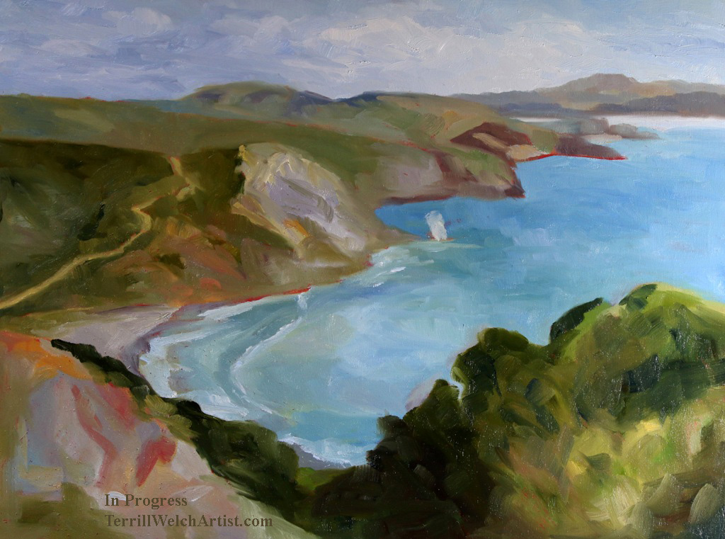 3 Blocked in Muir Beach Overlook California 18 x 24 oil on wood with cradle by Terrill Welch 2015_04_26 016